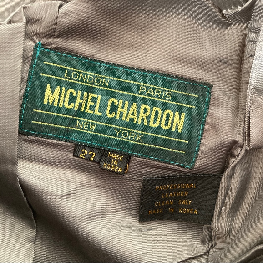 VINTAGE GRAY HIGH RISE LEATHER PANTS - Picture 4 of 5